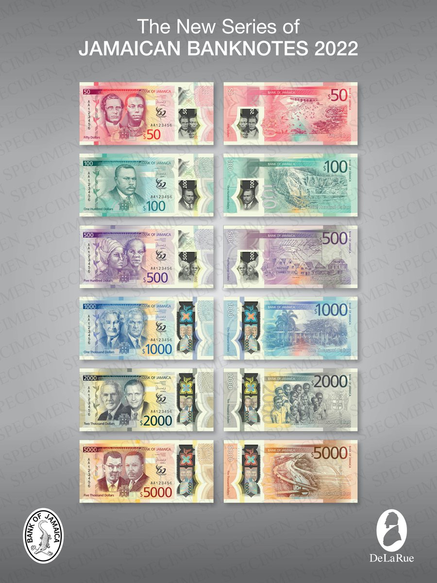 CentralBankJA's tweet photo. The upgrade of the country's banknotes will; enhance the security features to combat counterfeiting, better meet the needs of the visually impaired, and provide cost savings through improved durability. The new notes will be available this calendar year. #BoJSpeaks https://t.co/NBUcHRr94t