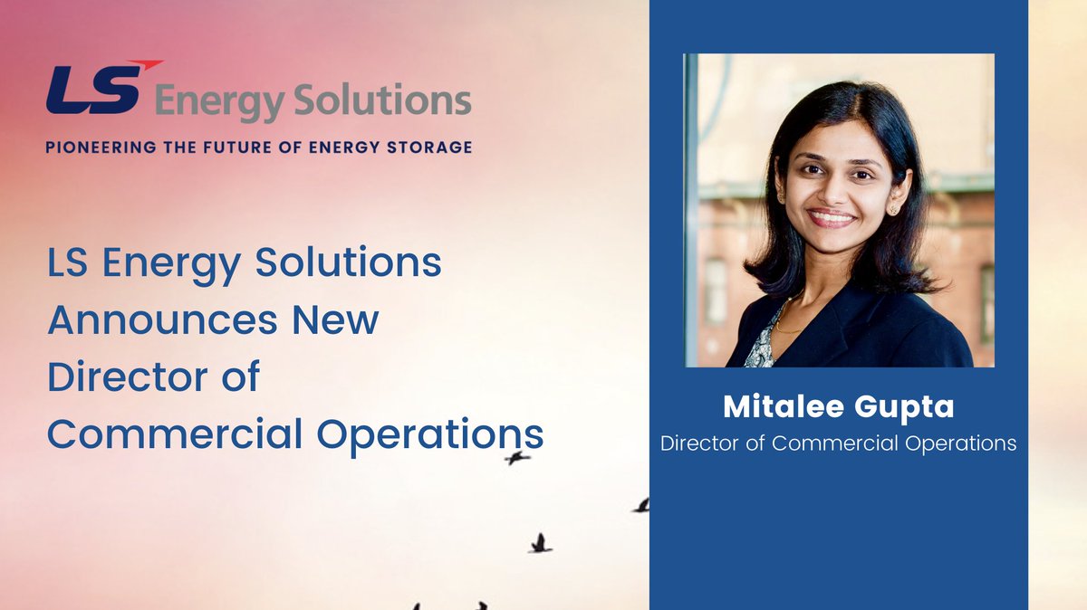 LSEnergy_'s tweet photo. We are excited to welcome @MitaleeGupta to the leadership team at LS Energy Solutions! Mitalee joins us as Director of Commercial Operations, bringing her extensive experience in renewables and energy storage product management. Welcome, Mitalee! https://t.co/zQG6awzri2
