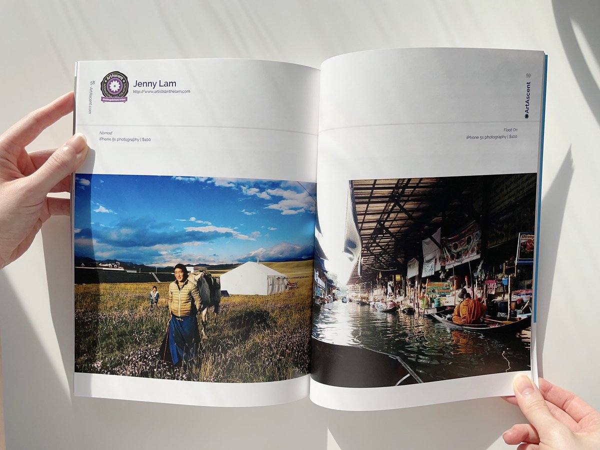 TheJennyLam's tweet photo. I’m excited to share that my work has been published in the latest issue of @ArtAscent! It’s a beautiful magazine and my photos, “Nomad” (2017) and “Float On” (2016), are featured on pages 58 and 59. Thank you, ArtAscent!
#iPhone5s #Art #Artist #Photography #Travel #Design https://t.co/SkAuXUYde5