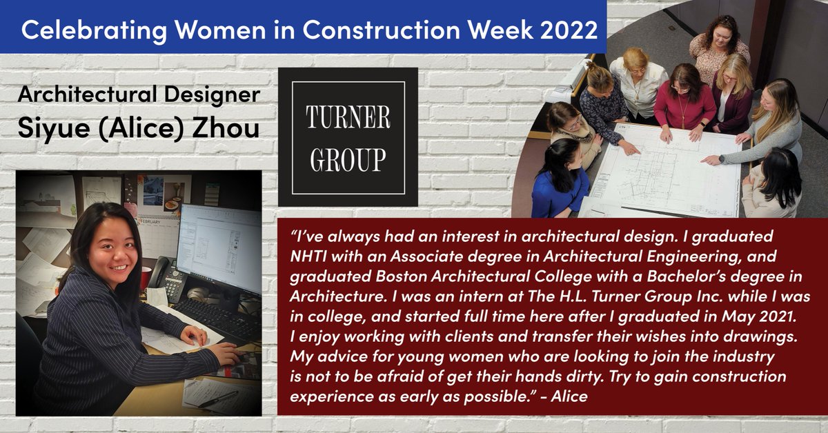 It's Women in Construction Week! Today we celebrate one of our Architectural Designers, Siyue (Alice) Zhou!  
#WICWEEK2022 #abcnhvt #womeninconstruction