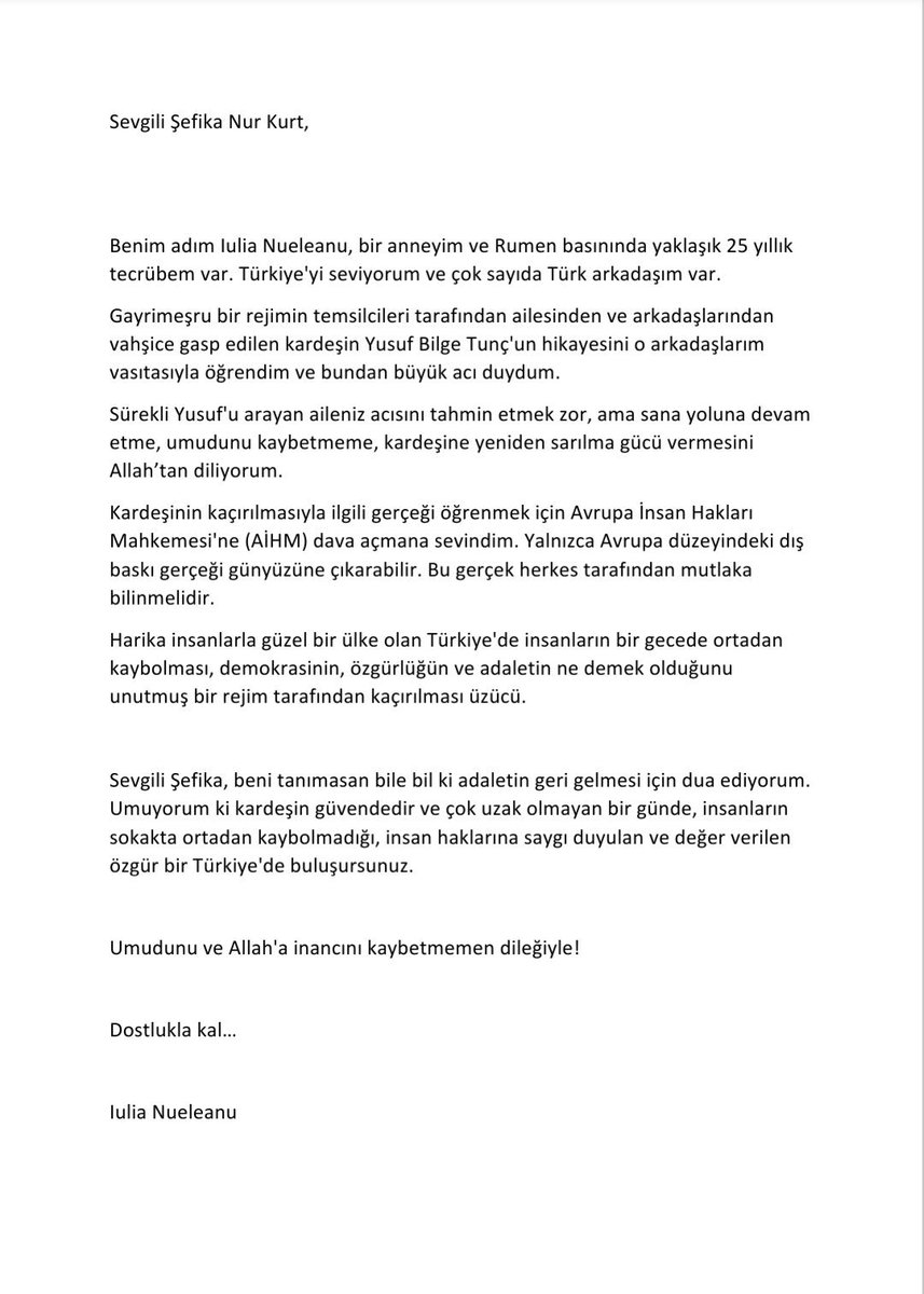 SefikaNur_01's tweet photo. Bugün bu mektubu aldım, bunu bana yazan hanımefendiyi hiç tanımıyorum.  Bir tarafta rengi dili ülkesi farklı bir “insan” diğer tarafta kendi vatandaşının zorla kaybedilmesine göz yuman ve onları destekleyen zavallılar. 

Abim YusufBilgeTunça NeYaptınız? https://t.co/PLhKCTVpK7