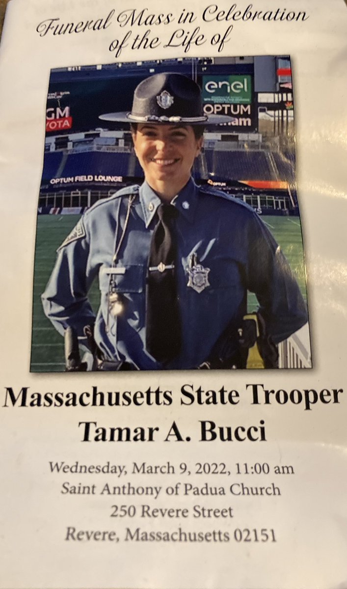 amanna13's tweet photo. What a tribute for Trooper Bucci. You will be missed Tamar. Thank you @MassStatePolice for the beautiful send off.🙏🏻💙 https://t.co/win5K1h1c7