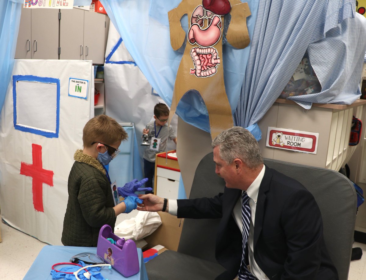 WestChesterASD's tweet photo. Is there a doctor in the Howse? At Mary C. Howse there are plenty of kindergarten "doctors" engaging in purposeful play to build vital skills while also having plenty of fun!
Superintendent Dr. Sokolowski even stopped by for a check up! #WCASD #WCASDEducates https://t.co/92StaT1FjO