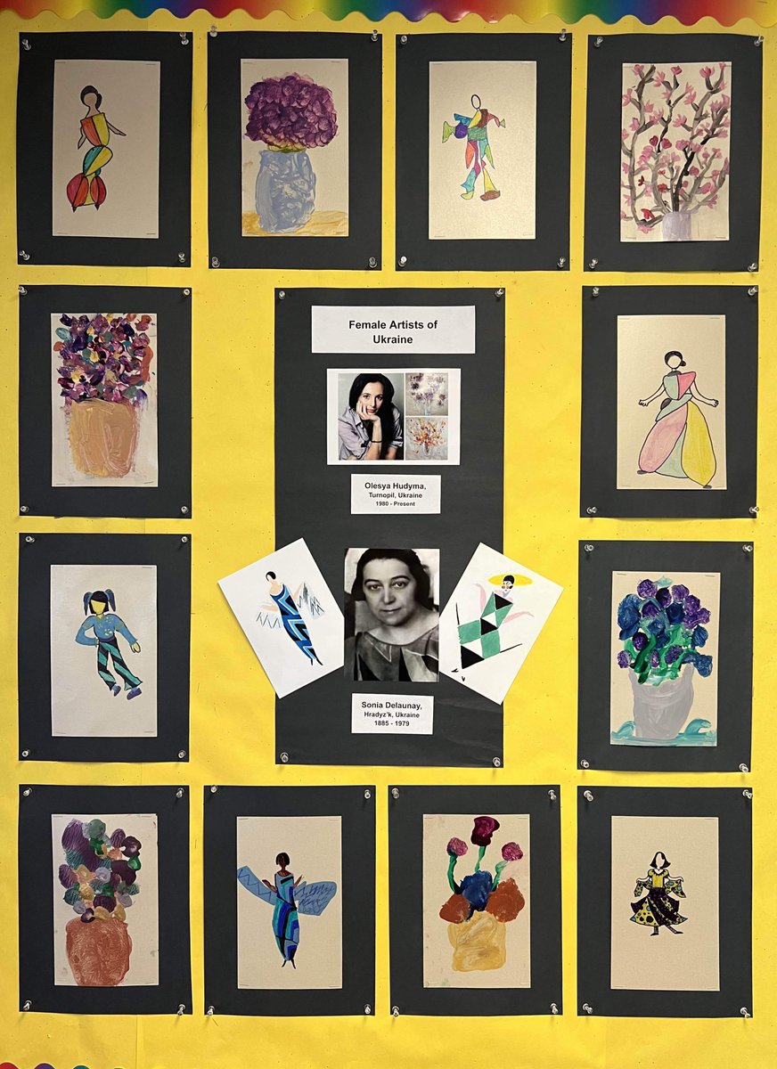 Can_Do4Kids's tweet photo. Our MCSD teachers are masters at using timely topics to inspire curriculum. Art Specialist Laura Winter led her students at Mary Silveira elementary through some beautiful art projects inspired by two female Ukrainian artists - Sonia Delaunay and Olesya Hudyma. #arteducation https://t.co/dYZSsSewZ0