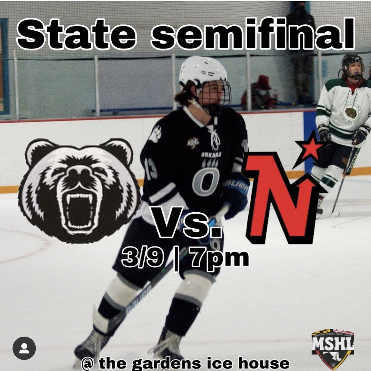 MsCorridon's tweet image. 🖤🤍TONIGHT’S THE NIGHT🖤🤍
🏆High School Hockey State Playoff Semifinals🏆
Oakdale Bears take on Wash Co Northstars
⏱7pm at The Gardens Ice House in Laurel 
🎟 $10 adults $5 kids CASH ONLY💵

Come out loud and ready!!

LET’S GO BEARS!❤️🏒🥅🐻
@OakdaleStudents