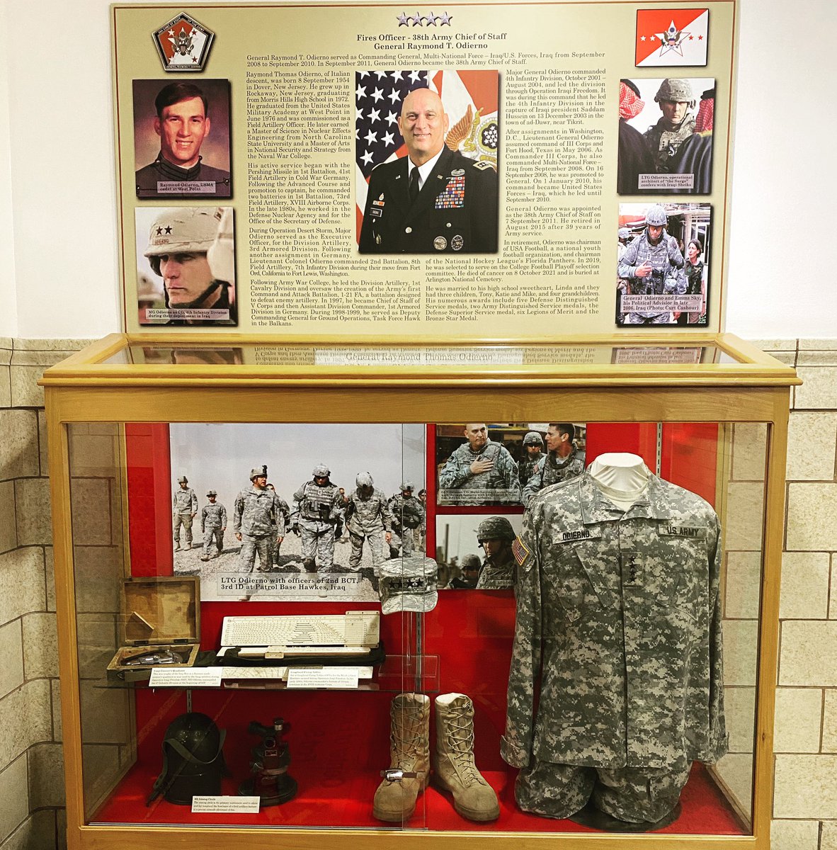 6_fires's tweet photo. New display up in McNair hall to pay our respects to a truly outstanding leader. His words from 2013 remain true in today’s Army. https://t.co/OiyT9eVr1Y