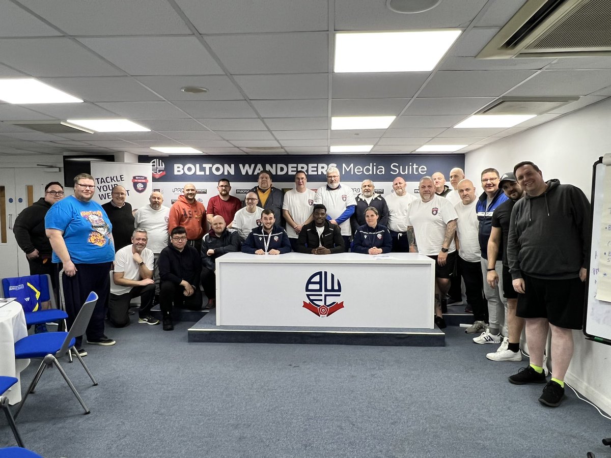 jackbarnesBWITC's tweet photo. Another fantastic results night from our gents who are participating on our current #FITTrotters cohort.

In just 6 weeks, they have lost a total 73kg and 112.5cm from their waist.*

👏🏻What an amazing group we have!

#FITFans #BWFC #BWitC @OfficialBWITC @PH_Bolton @EFLTrust https://t.co/LhHk5VJ3zJ