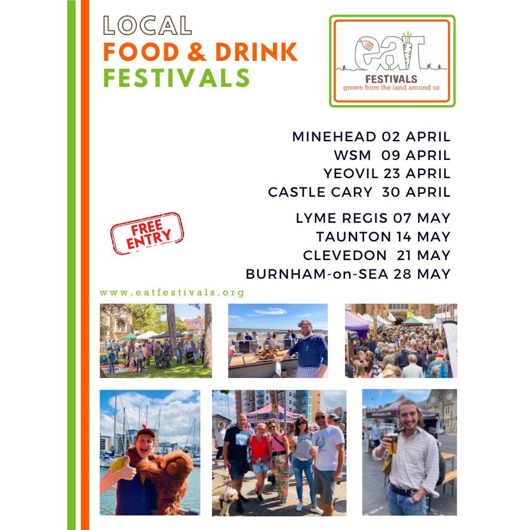 Here are dates for your diary in April and May🙂
Looking forward to seeing everyone again Whoop! 🥳
Can't wait to be back in Minehead <a href="/mineheadbid/">Minehead BID</a> 
&amp; Weston <a href="/WestonBID/">Weston BID</a> very soon now.   
Then next up Yeovil and Castle Cary and lots more...