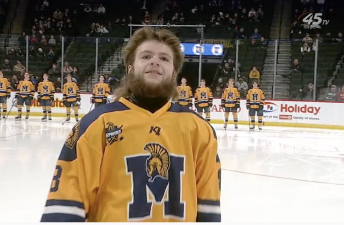 Mahtomedi’s Nick Beiersdorf looks like he’s got a few thousand acres in Yellowstone, terrible credit score, and an emergency pack of Marlboro 100’s at all time. Probably packing a hammer too. #SnusBus