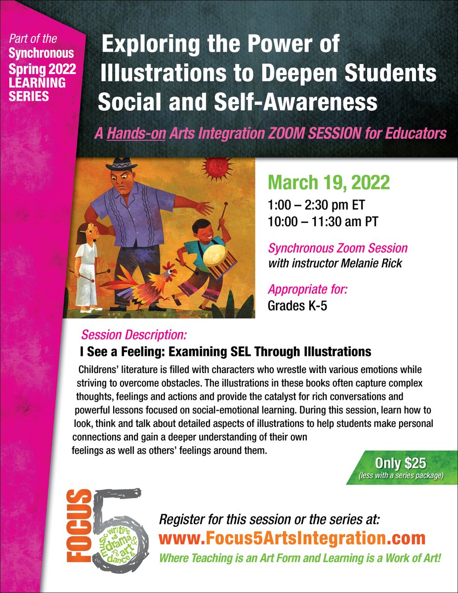 SAVE THE DATE: Sat. March 19 -- Explore the Power of Illustrations with Melanie Rick --Deepen Students Social and Self-Awareness [an #Arts Integration ZOOM Session for #Educators] Look, think and talk about illustrations as a CATALYST! And it's ONLY $25: tickettailor.com/events/focus5i…