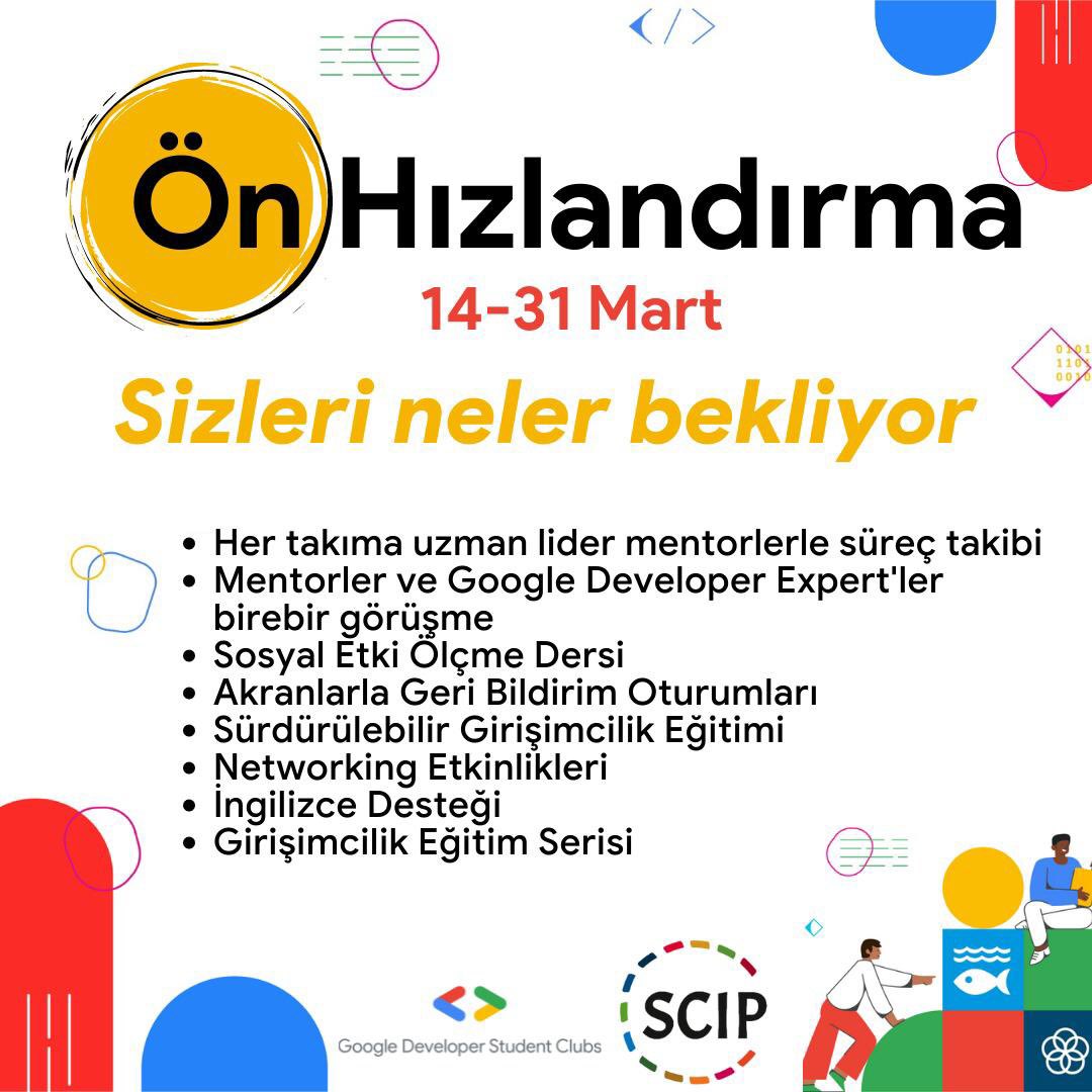 Planethacktr's tweet photo. SCIP Ön Hızlandırma aşaması 14 Mart'ta başlıyor. Bu süreçte seni ve takımını alanında uzman mentorlar, sürdürülebilir girişimcilik eğitim paketi, akranlarla geri bildirim oturumları, Google Developer Expert'ler ile birebir görüşme fırsatları bekliyor. 🚀 https://t.co/avUCJrEBbh