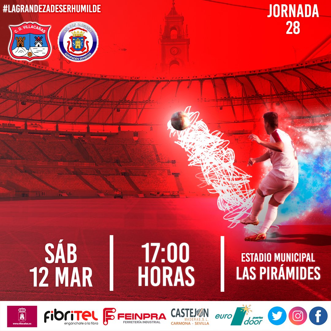 PRÓXIMO PARTIDO ⚔️⚽

Tenemos una nueva batalla por delante... El sábado desde las 17h jugamos una auténtica final ante San Clemente en busca de continuar en la senda de la victoria para salir de la zona baja.

CONTAMOS CONTIGO 🗣️

#LaGrandezaDeSerHumildes
#DaleVillacañas