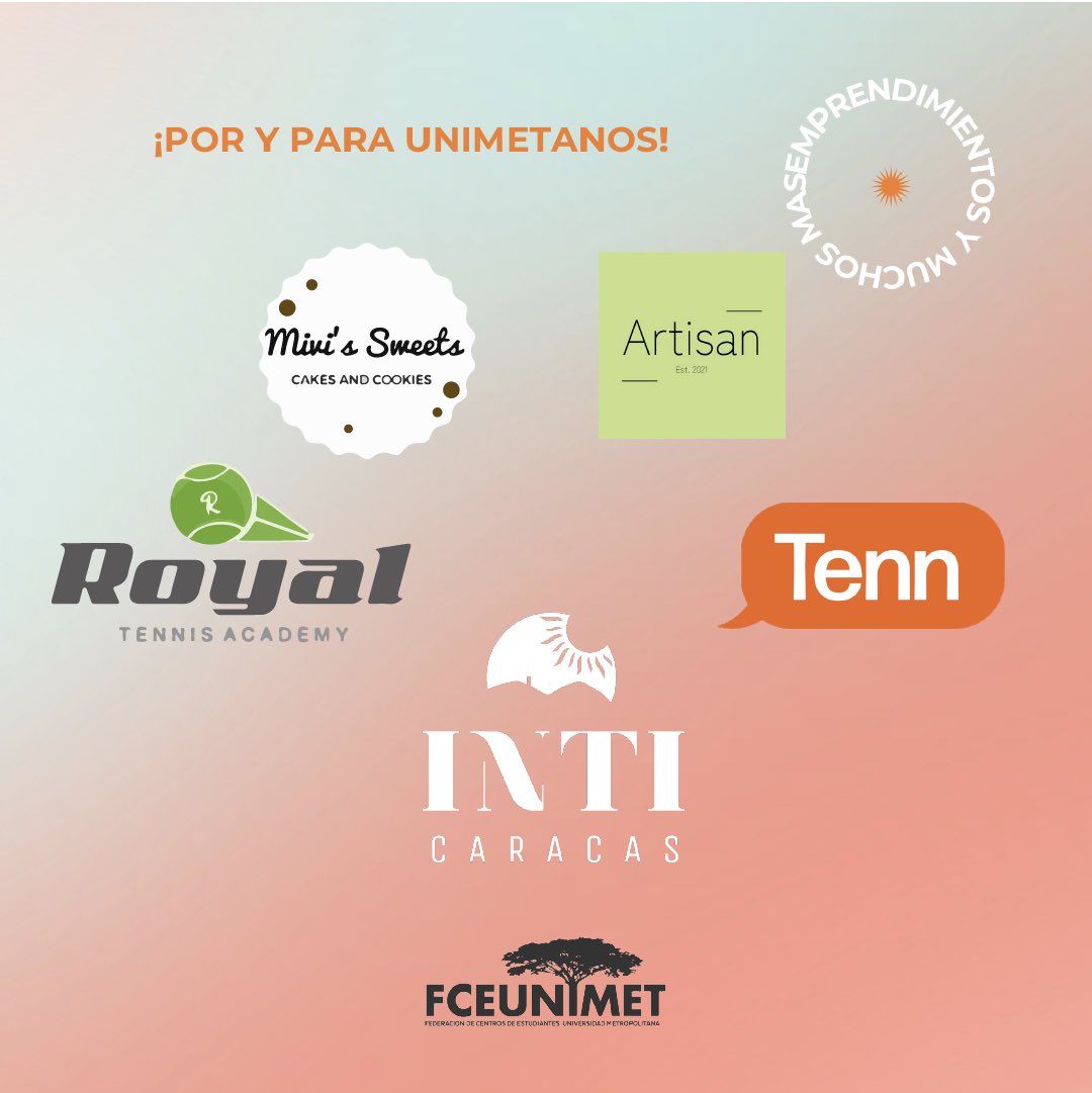 ¿Ya conoces a todas las agrupaciones de la universidad? 🤔 Te esperamos en nuestra FERIA DE AGRUPACIONES 🙌🏻 

Apoya también algunos de los emprendimientos unimetanos🧡