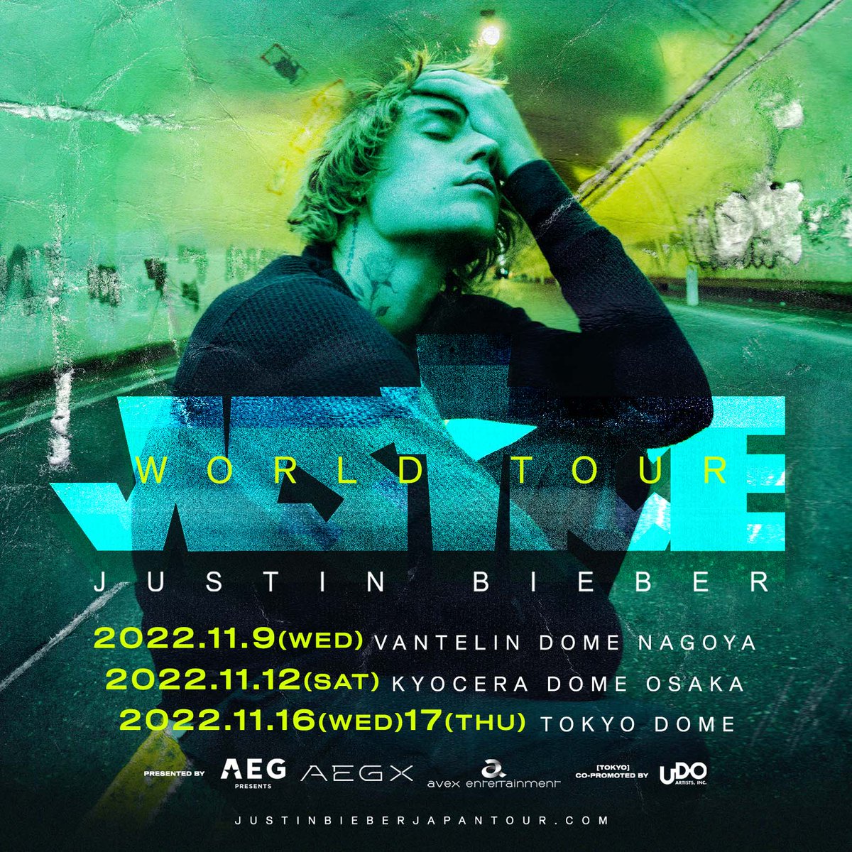 ジャスティン・ビーバー、6年ぶり4度目となる来日公演が決定！

「ジャスティス ワールドツアー」
東京、大阪、名古屋

詳細は、来日公演特設サイトよりご確認ください！
来日公演オフィシャルサイト　justinbieberjapantour.com
#ジャスティンビーバー
#ジャスティスワールドツアー
#AEGX