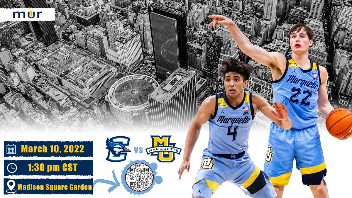 The #BIGEASThoops Tournament starts tomorrow for #mubb and we will have the call on <a href="/marquetteradio/">Marquette Radio</a>! 

🏀: <a href="/MarquetteMBB/">Marquette Basketball</a> vs <a href="/BluejayMBB/">Creighton Men’s Basketball</a>
📍: <a href="/TheGarden/">MSG</a>
⏰: 1:30 pm CST
🎙️: Matt Yeazel (@MJYeazel) and Aimee Galaszewski (@aimeegalsMU)
📻: marquettewire.org/mur.