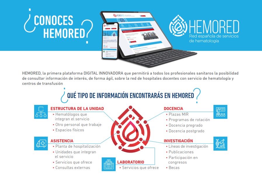 hematologiaHGSE's tweet photo. En #HEMORED, puedes encontrar amplia información de los Servicios de #Hematología y #Hemoterapia en aspectos asistenciales, docentes e investigadores, y, en nuestro caso, de @hematologiaHGSE 
👉Entra https://t.co/JYtuQ6PF4P  y compruebalo. @sehh_es https://t.co/OvySyRh1hr
