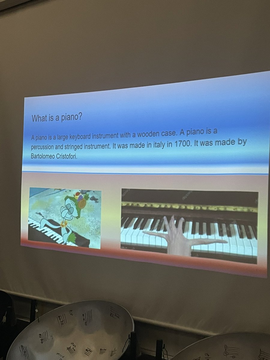 MsDelaRosaBand's tweet photo. I love when students teach me about instruments but also put their own creative twist to it. I really enjoyed 6th grade research presentations! 🤩 @eastcarymiddle https://t.co/ApNQ0gRTCb
