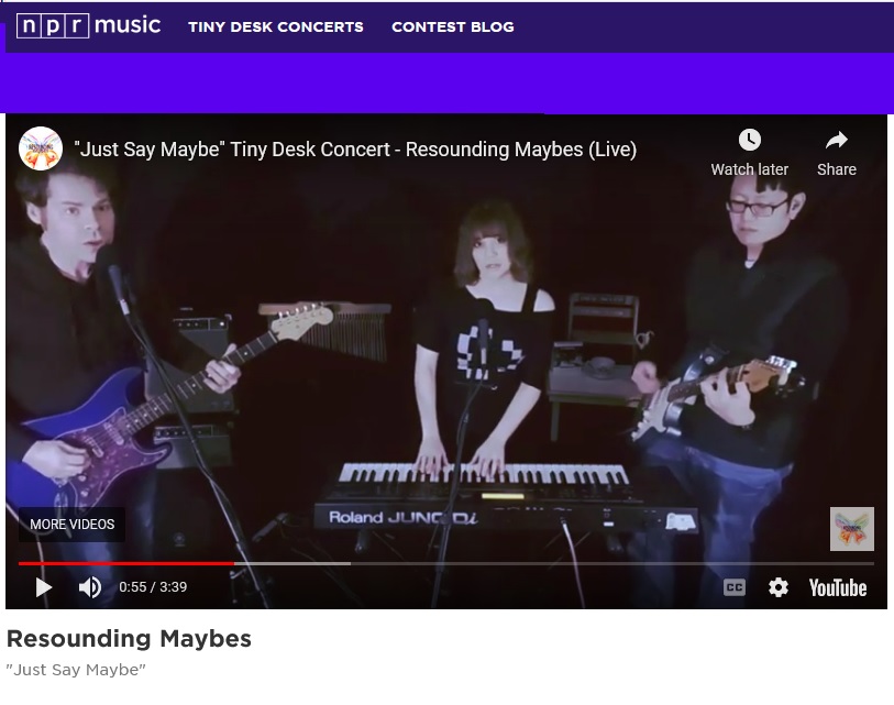 resoundingmaybe's tweet photo. Our Tiny Desk concert performance is live. Check out the new tune "Just Say Maybe": https://t.co/EtDvMzkuaz! #resoundwithus #tinydeskconcert https://t.co/OUq75qQHqU