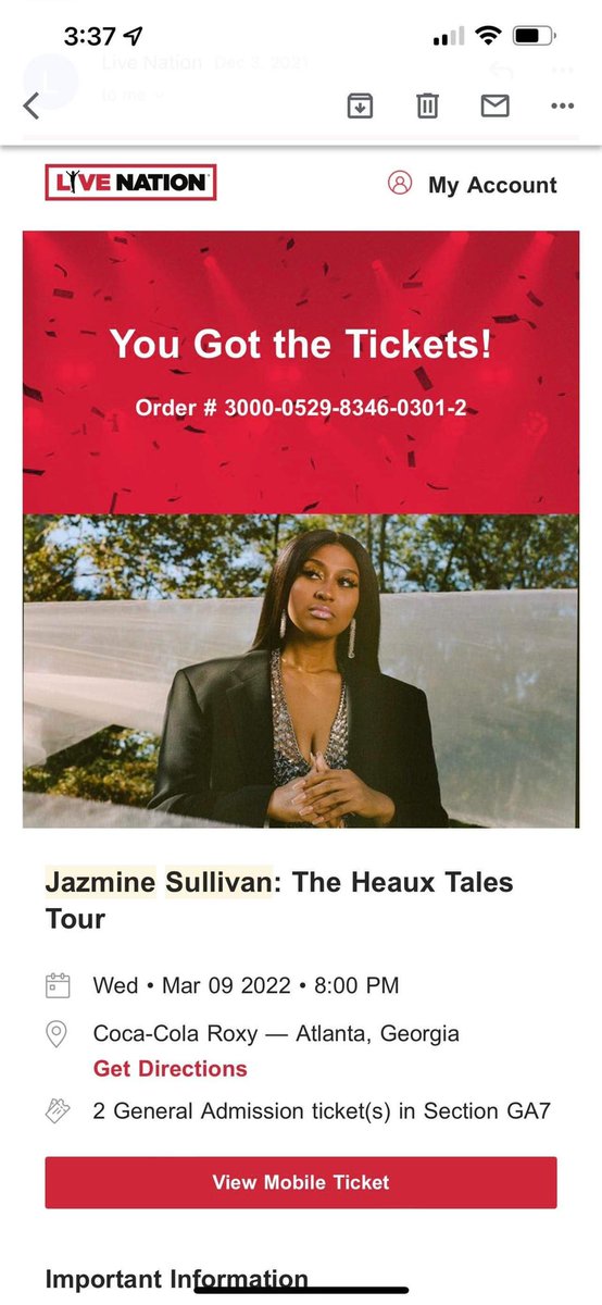 That_Boy_Good_'s tweet photo. Selling two Jazmine Sullivan tickets for the Atlanta show tonight. https://t.co/ntPrIbZbMT