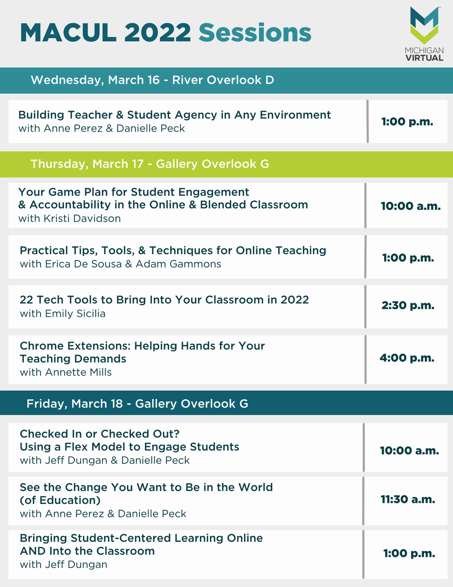 If you're headed to <a href="/MACUL/">MACUL</a> next week, stop by one of our sessions! #MACUL22 <a href="/AnneEPerez84/">Anne Perez</a> <a href="/EmilySicilia/">Emily Sicilia</a> <a href="/jdungan/">Jeff Dungan Ed.D</a> <a href="/danielle_c_peck/">Danielle Peck</a>