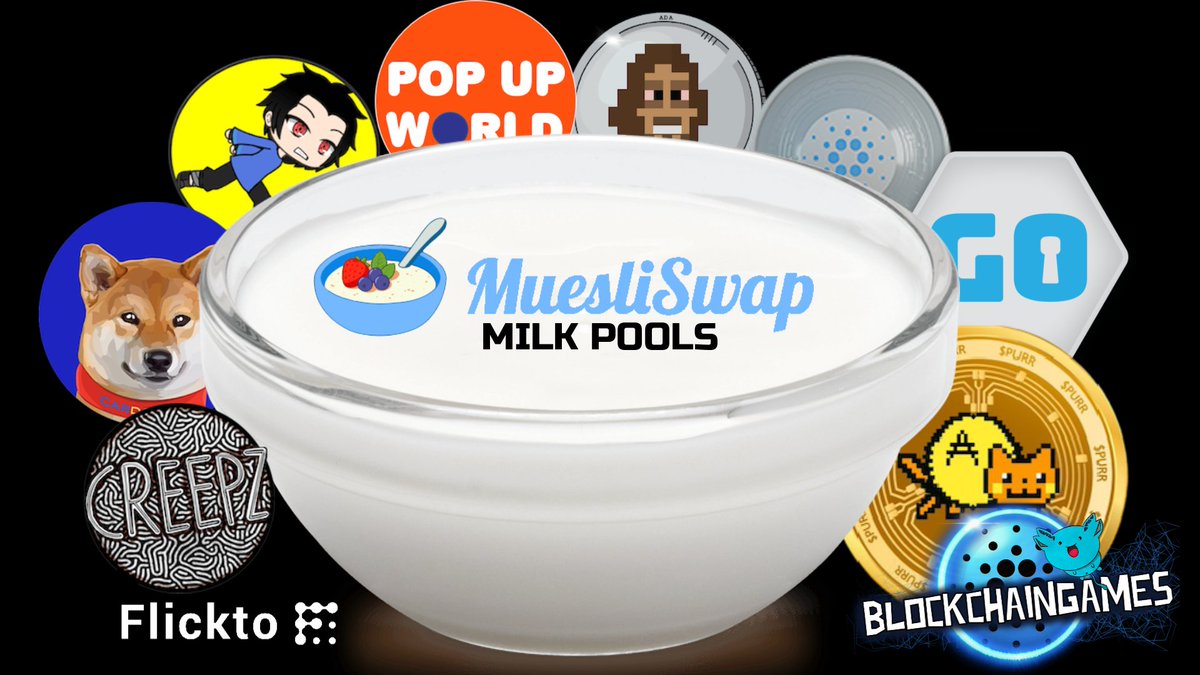 dexaco777's tweet photo. Stake Muesliswap $MILK and earn Cardano native token rewards, MILK POOLs are open.

#muesliswap #cardano #ada #crypto #blockchain #Staking https://t.co/JWjxZrYhqd