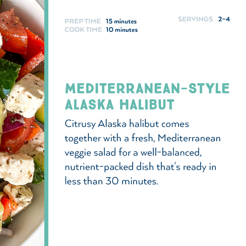 Alaska_Seafood's tweet photo. With hints of citrus and a colorful Greek veggie salad, this Mediterranean style #AlaskaHalibut will be your go-to nutritious and flavorful dish. https://t.co/wfRqDTVhYc