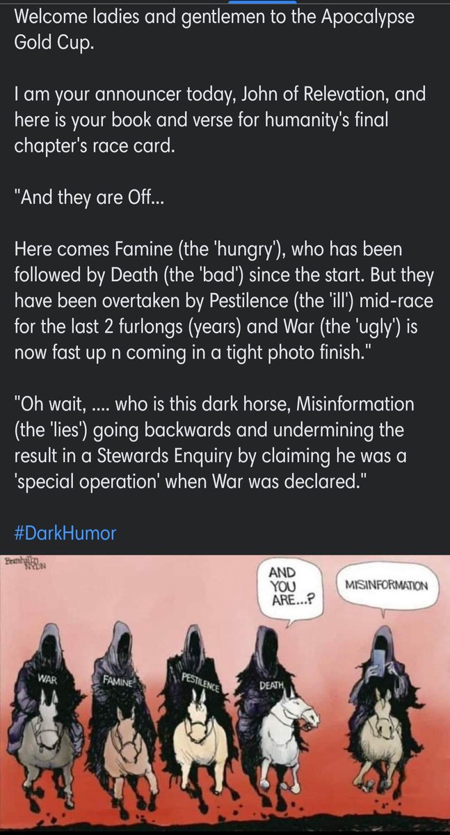 MobileRahin's tweet photo. V.2.0. #DarkHumor #ApocalypseGoldCup #FiveHorsemen #Hungry_Bad_Illness_Ugly_Lies https://t.co/j9N8xD68ZO