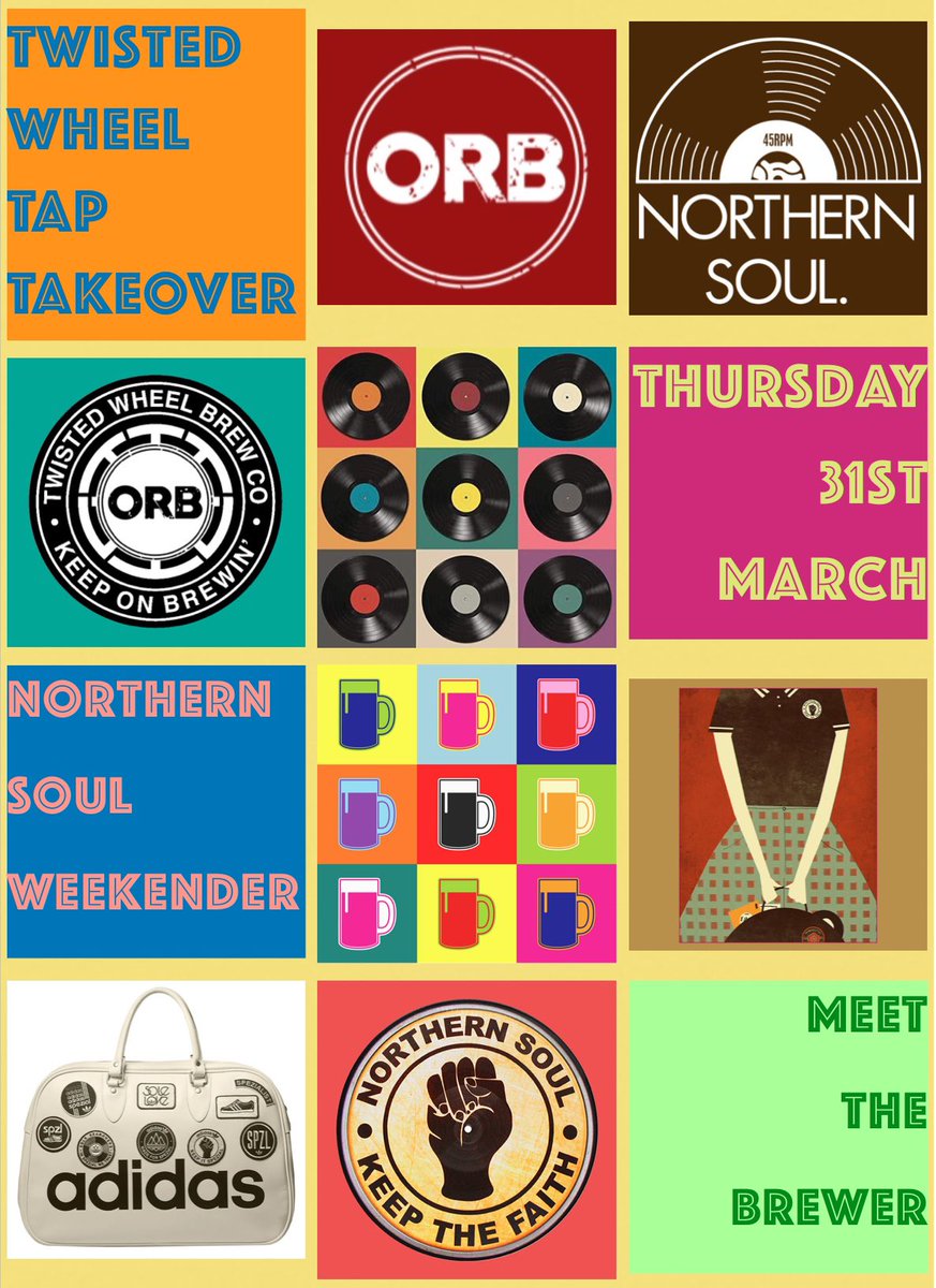 Tap Takeover <a href="/TwistedWheelBC/">Twisted Wheel Brew Co.</a> 
NORTHERN SOUL Weekend
Thursday 31st March
12 beers on Cask &amp; Keg!