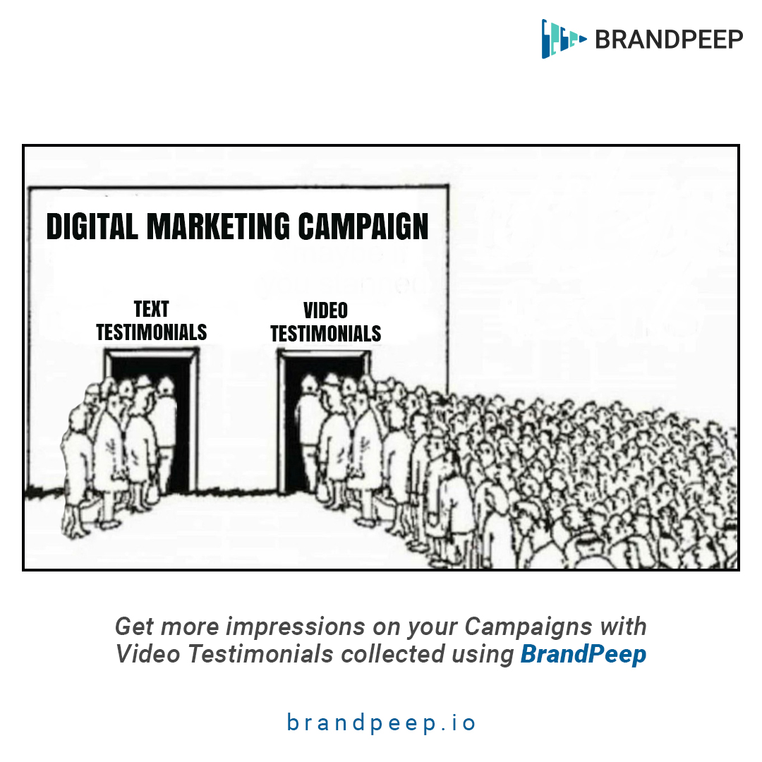 BrandPeep's tweet photo. Video Testimonials get way more impressions than Text Testimonials. Make your digital campaigns more effective with Video Testimonials collected using @brandpeep
.
#brandpeep #customervideos #videomarketing #videotestimonials #videoreviews #videotestimonialtools #digitalmarketing https://t.co/W846dKngeg