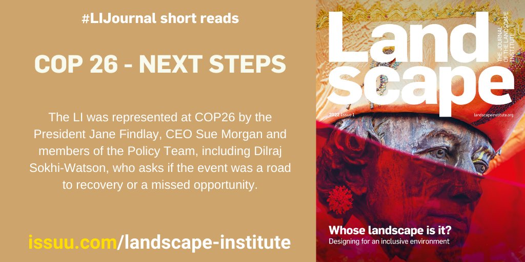talklandscape's tweet photo. A member of the LI policy team sets out next steps for the profession post COP26.
#LIJournal: https://t.co/y2CNEk1Awp
#postcop26 #cop26 https://t.co/7bydtyuDMw