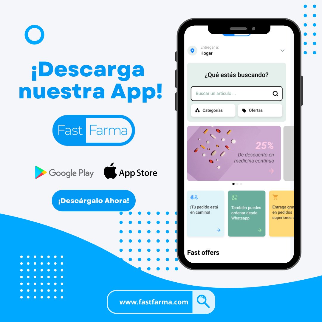 ¡Descarga nuestra App FastFarma! 📱 
-
Descubre beneficios únicos en tus pedidos. Encuéntranos en Google Play o AppStore o directamente haciendo clic en este link: linktr.ee/FastFarma 🚀. 
-
#BeFast #BeFastFarma #AppFastFarma
