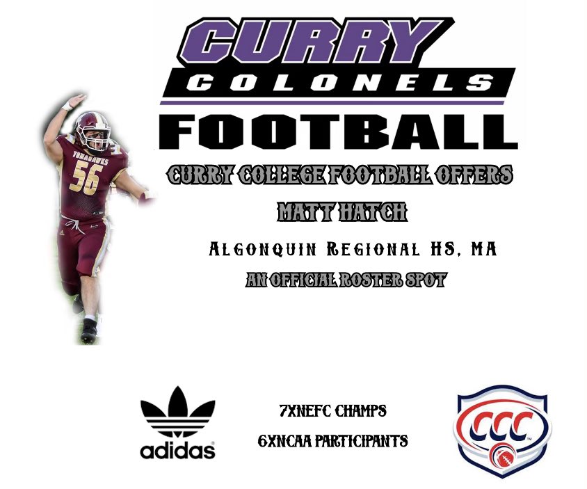 Matt88002398's tweet photo. Blessed to say after many months I have received my first official offer from @CurryFootball thanks to all the coaching staff and players who have got me here  especially @JoeScangas and @CoachA_Jr  who pushed me to be better I want to thank all curry coaches for the opportunity! https://t.co/9kBinOMeRX