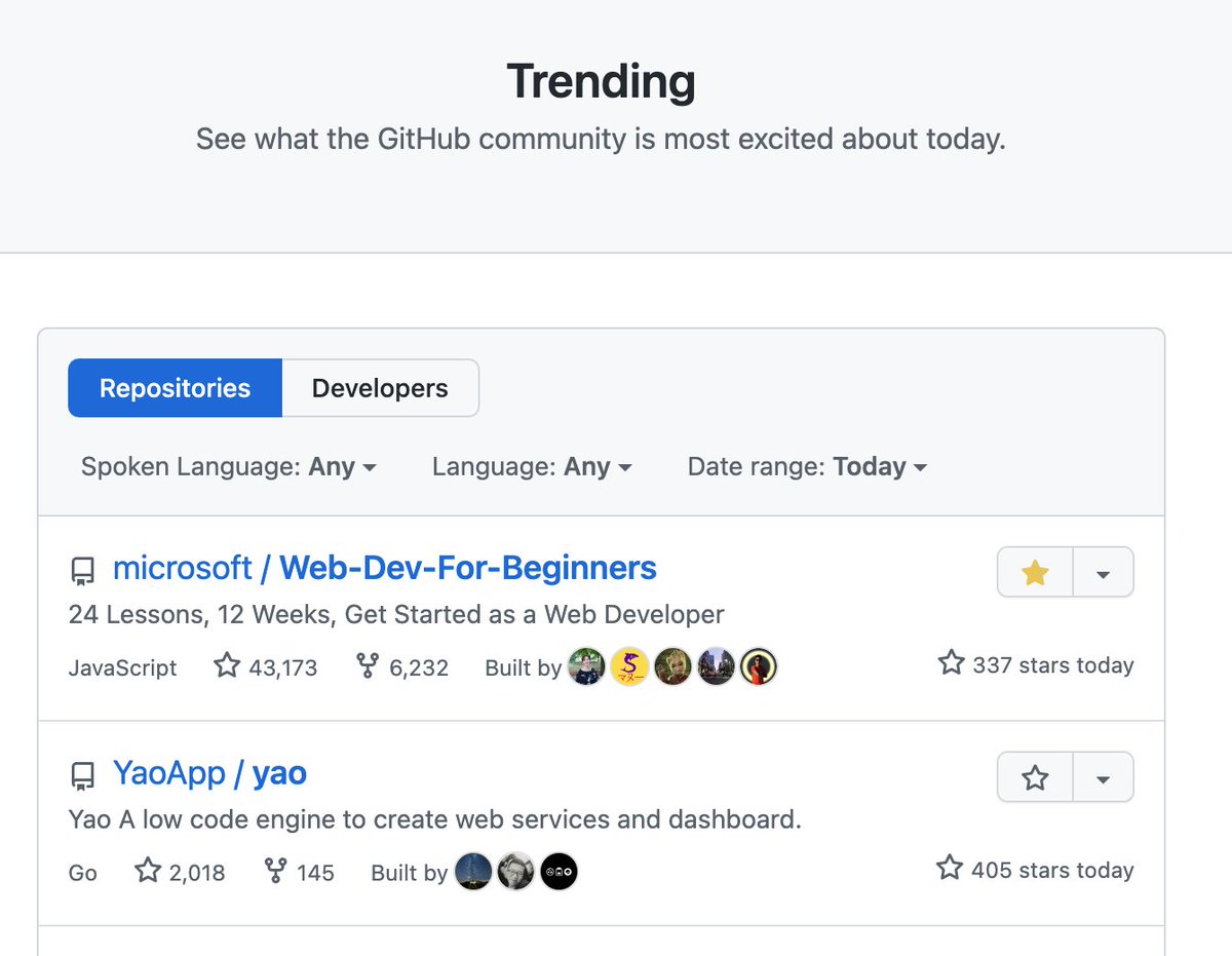 We're trending #1 on GitHub today again, and seeing less spamming than previously due to locking closed issues and putting some other guardrails in place. Interesting to evolve the repos! Also check out aka.ms/webdev-beginne… 🏎