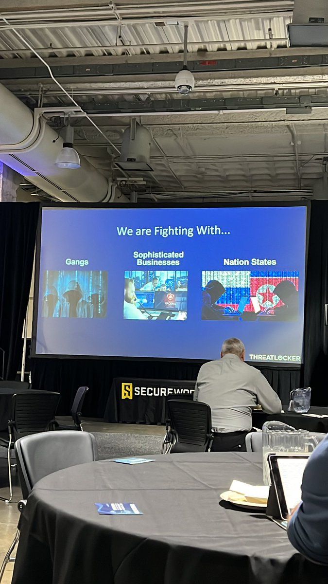 joindeleteme's tweet photo. Danny Jenkins, CEO of @ThreatLocker talking #ZeroTrust #ransomware #SWBOS22 https://t.co/M4zsRZXl4u