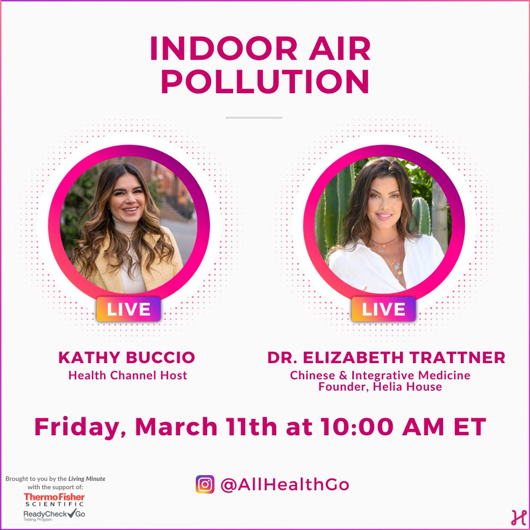 FRIDAY 🎉 
We're discussing indoor air pollution the "silent killer" with Dr. Elizabeth Trattner, Doctor of Chinese &amp; Integrative Medicine. See you there!