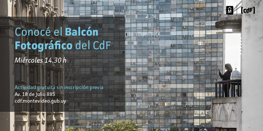 CdF_IM's tweet photo. ¿Ya conocés el Balcón Fotográfico del CdF? 📸🤳🏿
Todos los miércoles a las 14.30 h se puede subir al 4to piso de la #SedeCdF para ver y tomar fotografías desde este punto panorámico del centro de la ciudad, con visita comentada! 
🎫Cupo: 6 personas.
👉 Gratis y sin agenda previa. https://t.co/313elsbJ25