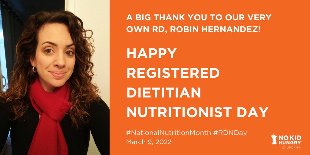 A special shout out to our very own #RegisteredDietiatian on #TeamNoKidHungry. As our School Meals Access Manager, Robin supports to districts &amp; leverages partnerships that increase school meal participation! TY for all that you do! #NationalNutritionMonth #NSBW22 #RDNDay