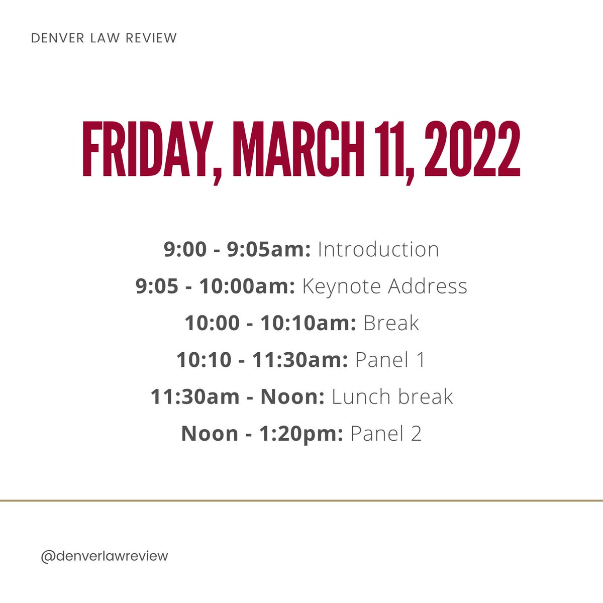 Denver Law Review's 2022 Symposium is only a few days away! Learn more about our distinguished speakers & panelists and register today at dughost.imodules.com/DLRS2022!