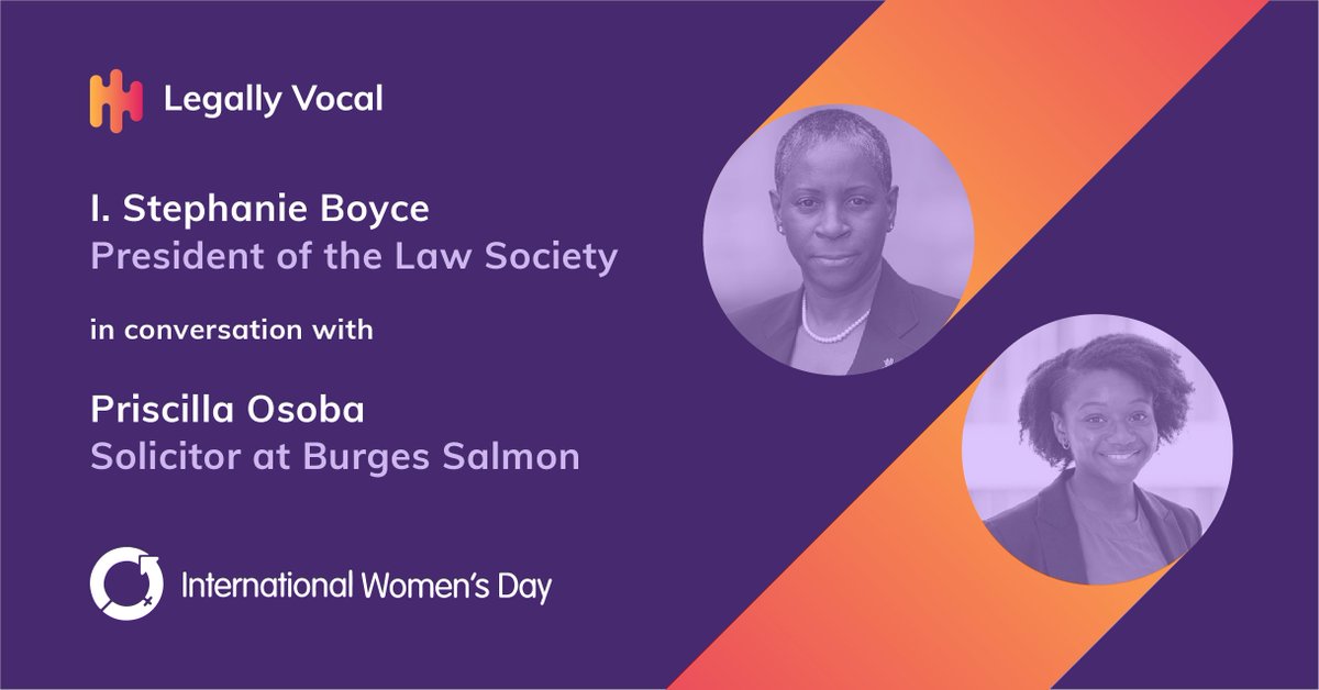 LegallyVocal's tweet photo. We're celebrating #IWD2022 all week with a special mini-series guest hosted by @IStephanieBoyc1.

Today's episode features Priscilla Osoba, on how having allies and challenging stereotypes around projecting confidence can help #breakthebias.

https://t.co/JXs9cnXZv7 https://t.co/cleFtWBZCQ