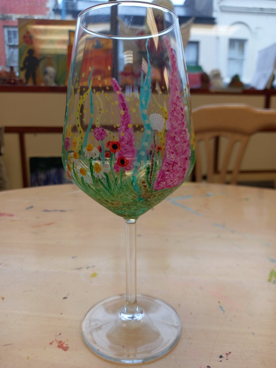 #handpaintedglassware #wineglass  #springflowers #spring #acrylic #Pembrokeshire #welshartist #vcgalleryartists #vcgallery