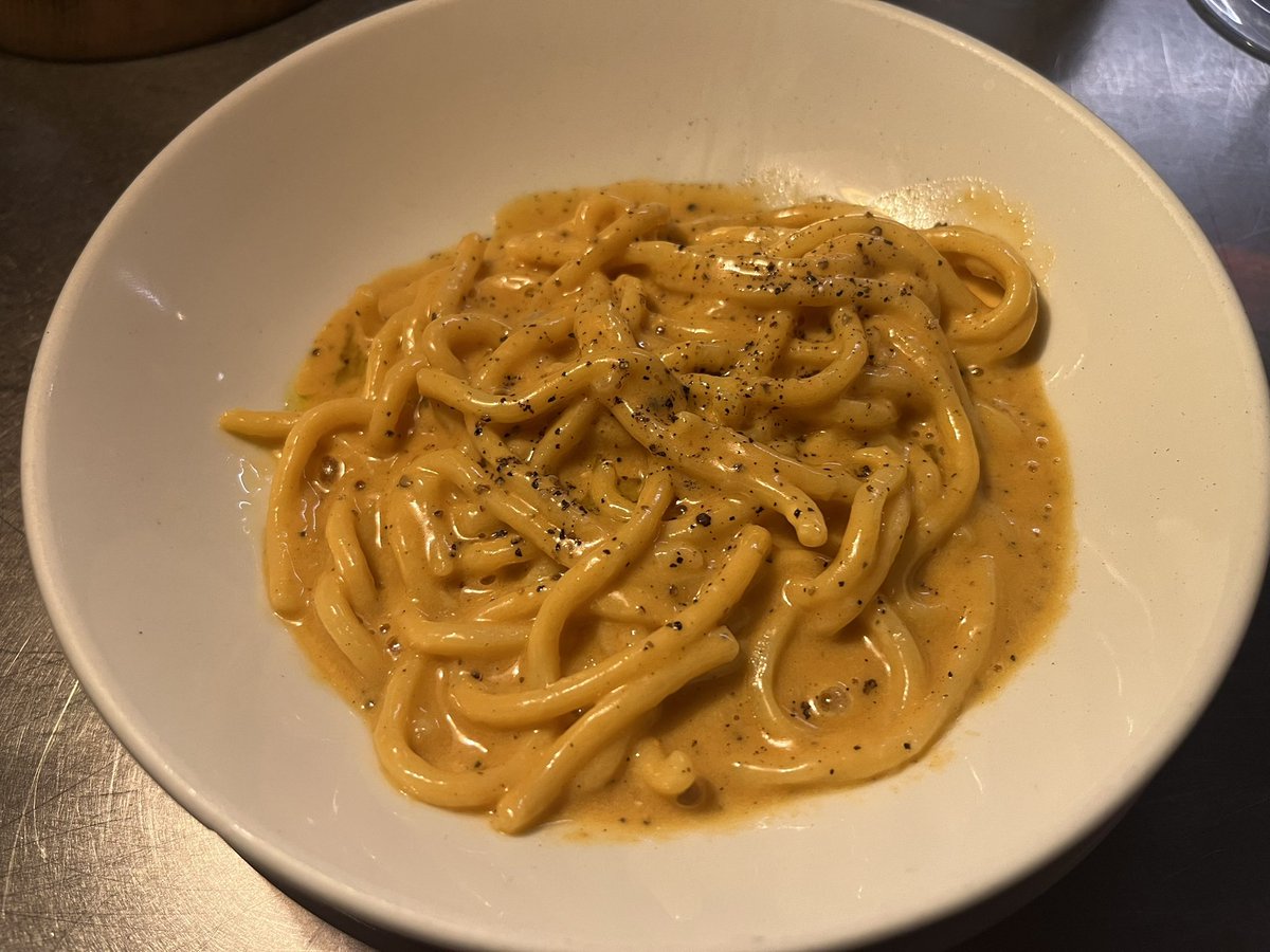 DowneyJD's tweet photo. Cracking dinner at a buzzing Manteca in Shoreditch last night. We sat at the kitchen counter and enjoyed the full energy and brilliance of the place. We ate everything but I only got pics of the crudo, the pappardelle and the soon-to-be-famous brown crab cacio pepe tonnarelli. 🦀 https://t.co/hFnOoWxQTw