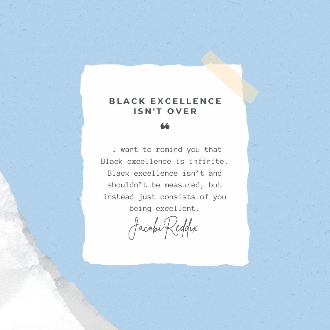 thebluerecord's tweet photo. Although Black History Month as ended, Black excellence remains infinite. Check out our blog post, written by Jacobi on who embodies Black excellence and the ways it manifests within us just by being and existing! Out now 🤍 https://t.co/a7q9bbxG0p