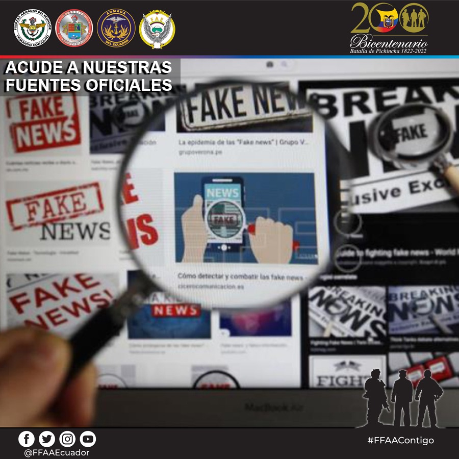 armada_ecuador's tweet photo. ¡La mentira puede estar en cualquier parte! 
Recuerda acudir a nuestras fuentes oficiales para cualquier información. @FFAAECUADOR @EjercitoECU @FuerzaAereaEc 
.
.
#FFAACONTIGO           
#OrgulloDefensa https://t.co/bynjNXf5Z6