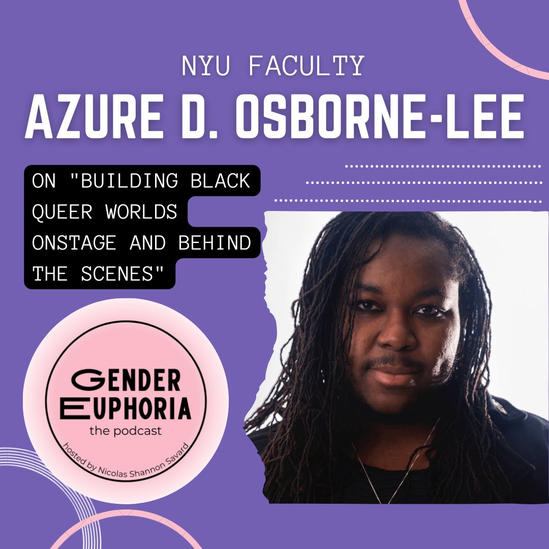 NYUDDW's tweet photo. Congratulations to faculty member Azure D. Osborne-Lee on being featured on episode 3 of Gender Euphoria: Building Black Queer Worlds Onstage and Behind the Scenes!

#nyu #nyutisch #nyuddw #newyorkuniversity #dramaticwriting #tischschoolofthearts #newyorkwriters https://t.co/0i1kum24q3