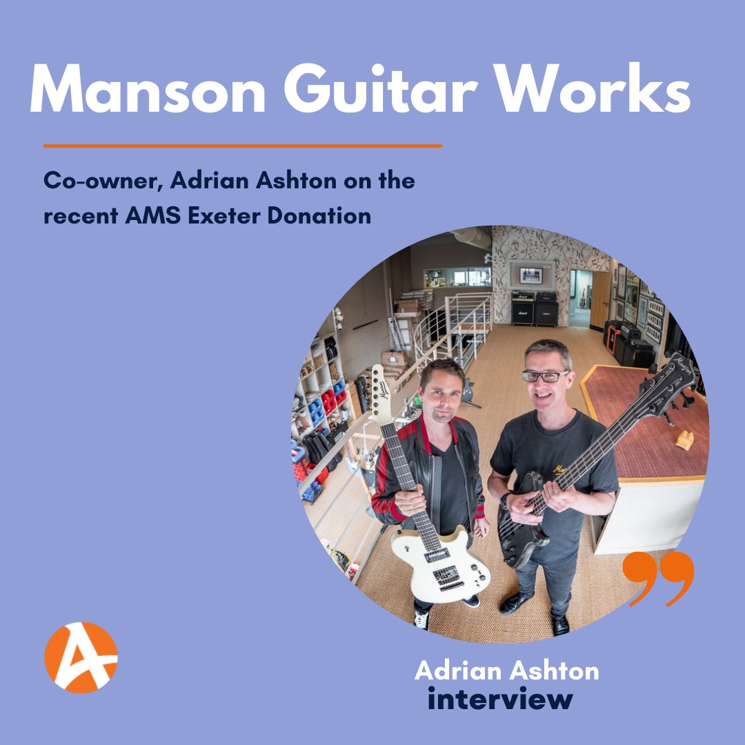 ams_exeter's tweet photo. We recently received a generous donation from @Manson_Guitars &amp; got to visit their Devon workshop🎸 Head over to the NEW AMS Blog &amp; check out our interview with Manson Guitar Works co-owner, Adrian Ashton 👉 https://t.co/Mb0qKNpJbv https://t.co/hFBS4tyLGb