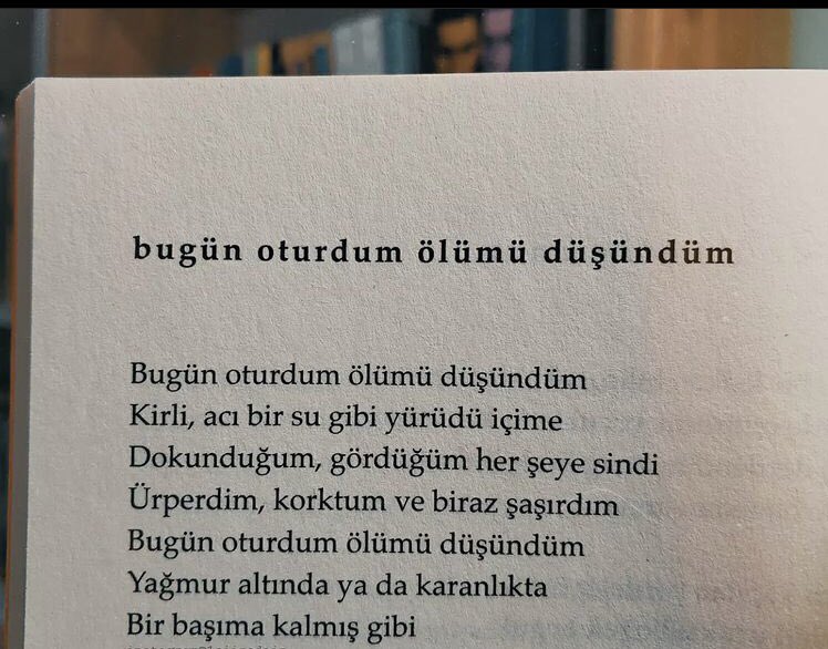 - #AhmetErhan | Bugün oturdum ölümü düşündüm…

Bir darağacında ya da yolda yürürken 
Bugün oturdum ölümü düşündüm 
Yirmi yaşında ve hayat bu kadar güzelken…