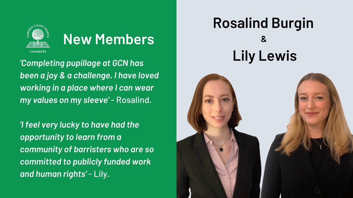 Save the best 'til last?

In our final #IWD #BreakTheBias post, we are delighted to announce Rosalind Burgin and Lily Lewis as members at GCN!

Congratulations to you both!

Read more about our two new fantastic barristers at: gcnchambers.co.uk/gcn-welcomes-l…