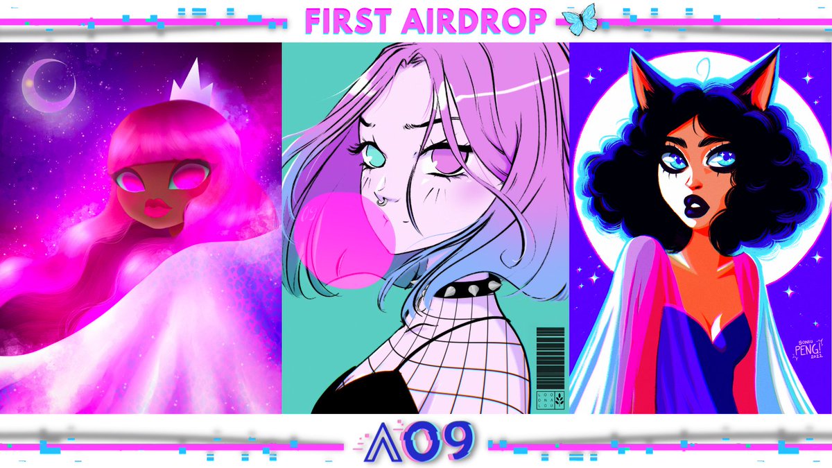 Atelier_09's tweet photo. Our first Airdrops have been sent!! 🥰💜 

Every #AO9 holder should have sth in their wallet now!(ﾉ◕ヮ◕)ﾉ🎉

The three artworks were created by our core artists: 
👑 @Eselcixo Midnight Galaxy
🌸 @LooonaLou 09 Bubblegum
🌕 @soniupeng Noc

Find all artworks + links in this🧵 https://t.co/gURW4HT3AH