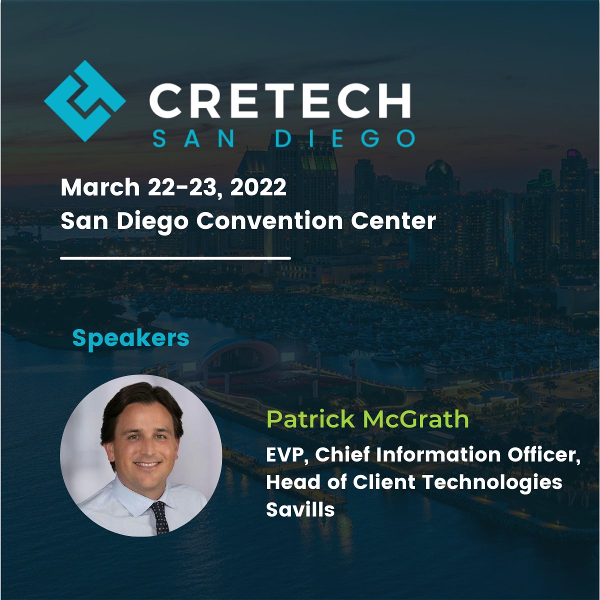 DiscoverCREtech's tweet photo. Speaker Alert #CREtechSanDiego2022! Patrick McGrath of @Savills will be part of a panel discussing tech and innovation in CRE. - See full agenda and register - > https://t.co/7UgtpCwVdb
#cretech #proptech #sandiegocre #commercialrealestate https://t.co/MGhsQ8wHZJ