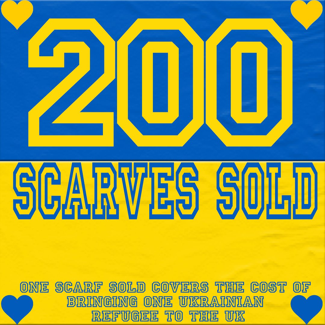 shrimperstrust's tweet photo. ꜱɪᴍᴘʟʏ ᴛʜᴇ ʙᴇꜱᴛ 🇺🇦 
2️⃣0️⃣0️⃣ scarves sold
EVERY scarf sold funds flying 1️⃣ Ukrainian refugee to a place of sanctuary in the 🇬🇧
But the need is desperate &amp; keeps rising 
So if you have not helped yet but wish to do so please visit:
https://t.co/9LY63vqPdw https://t.co/S7wlD4RMy4